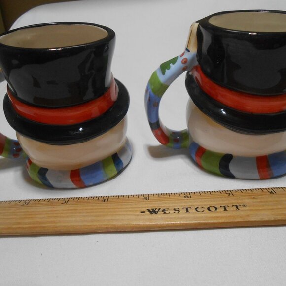LOT 2 VTG ROUND PORCELAIN SNOWMAN PACIFIC ISLAND CREATIONS COFFEE CUPS MUGS 🔥 - Picture 4 of 9